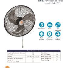 ABANICO IND D/PARED 20' VEGGA(50T-W) - 0018260