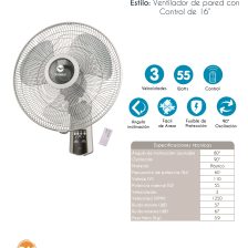 ABANICO D/PARED 16' C/CONTROL VEGGA (VP-16CR) - 0015267