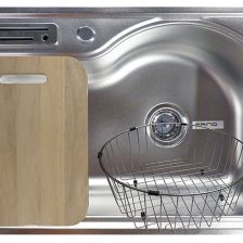 FREGADERO FRINOX DE ACERO INOX 75X47X21 SATINADO (Incluye Portacuhillos, Tabla de cortar y Cesta ) - 0018785